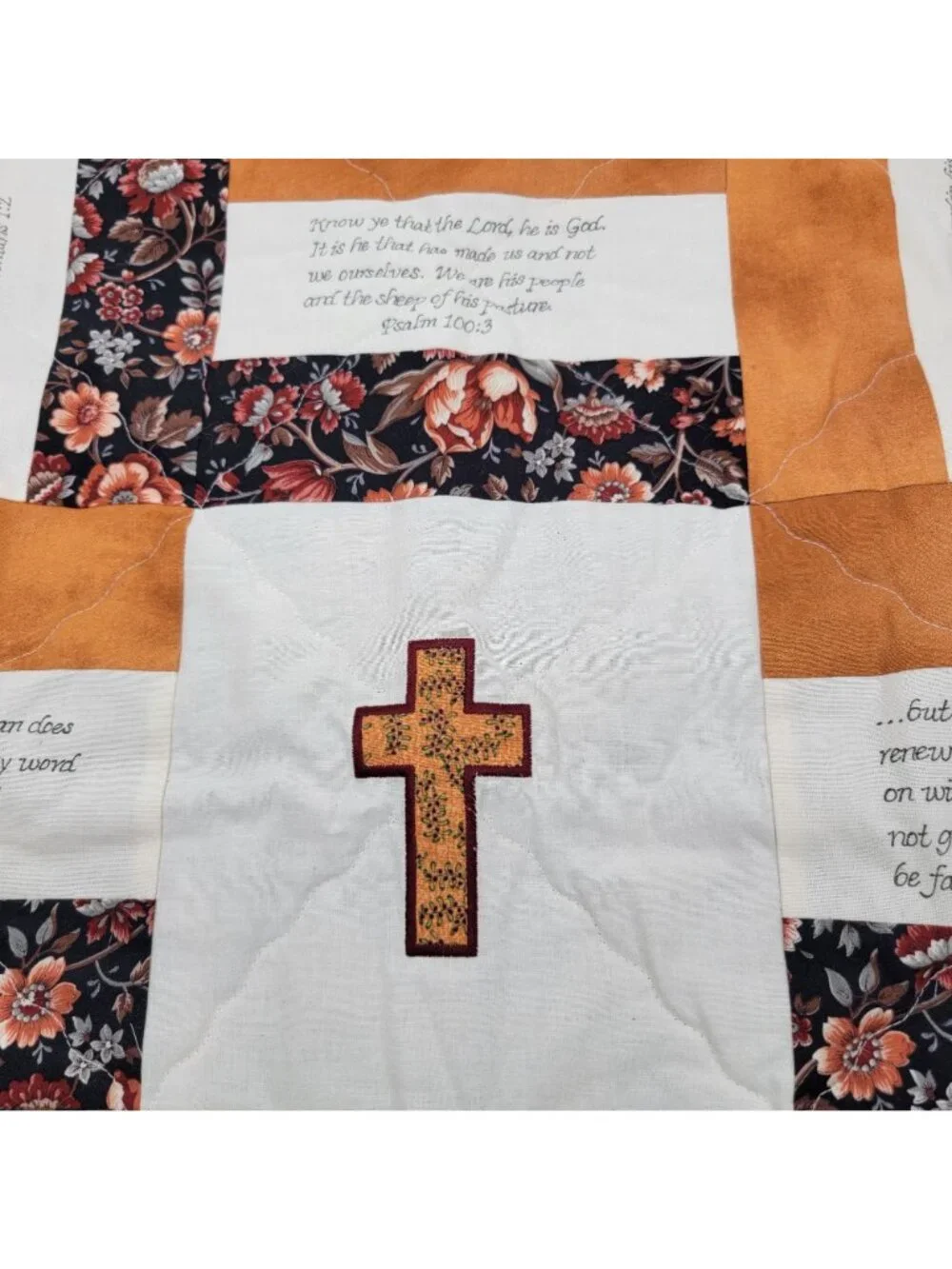 Handmade Christian Scripture Quilt With Cross Bible Verses 55